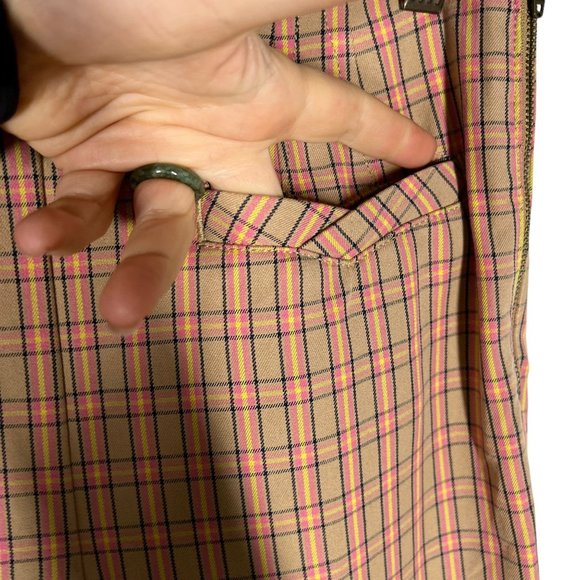 Anthropologie Essential Slim Tan Plaid Ankle High Rise Pants 6 - Picture 13 of 13